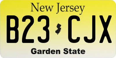 NJ license plate B23CJX