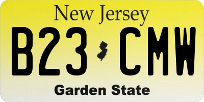 NJ license plate B23CMW