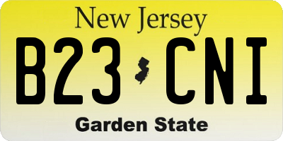 NJ license plate B23CNI