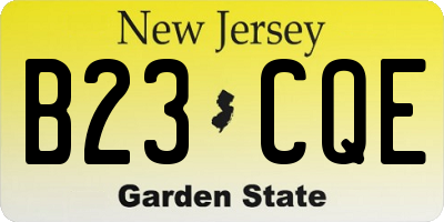 NJ license plate B23CQE