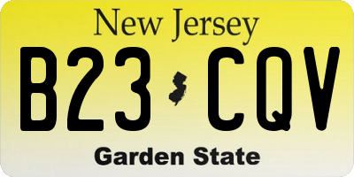NJ license plate B23CQV
