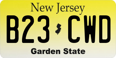 NJ license plate B23CWD