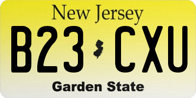 NJ license plate B23CXU