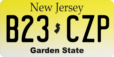NJ license plate B23CZP