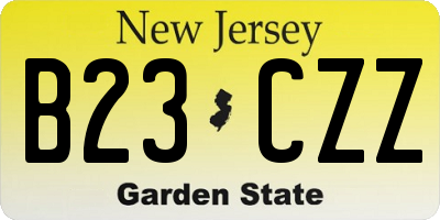 NJ license plate B23CZZ