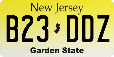 NJ license plate B23DDZ