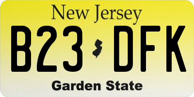 NJ license plate B23DFK