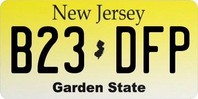 NJ license plate B23DFP