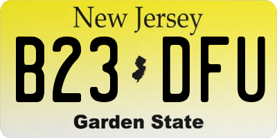 NJ license plate B23DFU