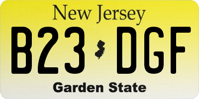 NJ license plate B23DGF