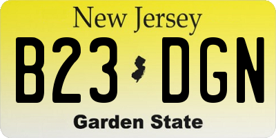 NJ license plate B23DGN