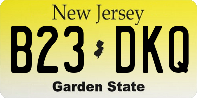 NJ license plate B23DKQ
