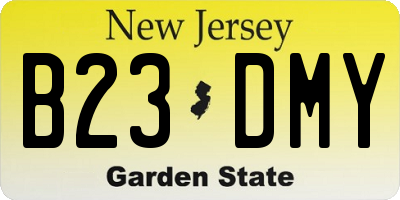 NJ license plate B23DMY