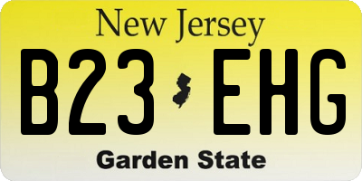 NJ license plate B23EHG