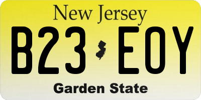 NJ license plate B23EOY