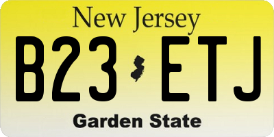 NJ license plate B23ETJ