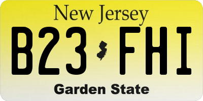 NJ license plate B23FHI