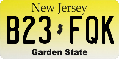 NJ license plate B23FQK