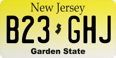 NJ license plate B23GHJ