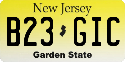 NJ license plate B23GIC