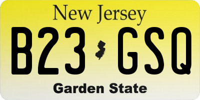 NJ license plate B23GSQ