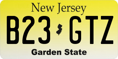 NJ license plate B23GTZ