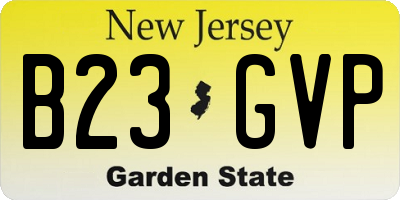 NJ license plate B23GVP