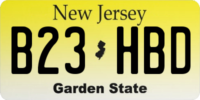 NJ license plate B23HBD