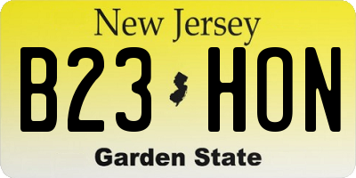NJ license plate B23HON