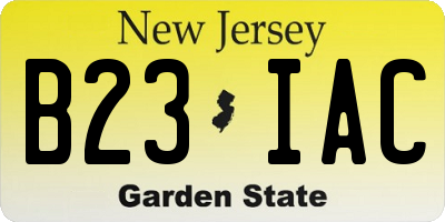 NJ license plate B23IAC