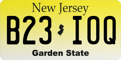 NJ license plate B23IOQ