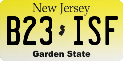 NJ license plate B23ISF