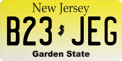 NJ license plate B23JEG
