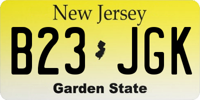 NJ license plate B23JGK