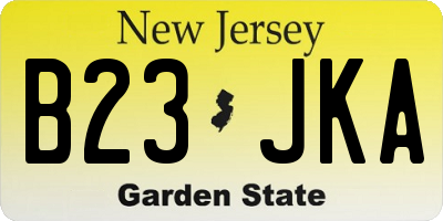 NJ license plate B23JKA