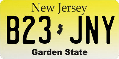 NJ license plate B23JNY