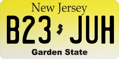 NJ license plate B23JUH