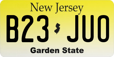 NJ license plate B23JUO