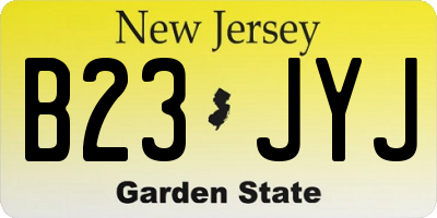 NJ license plate B23JYJ