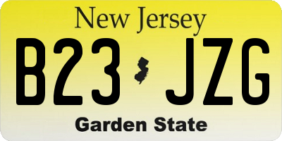 NJ license plate B23JZG