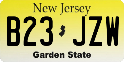 NJ license plate B23JZW