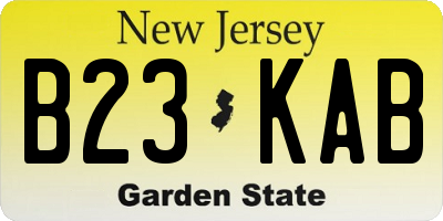 NJ license plate B23KAB