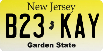 NJ license plate B23KAY