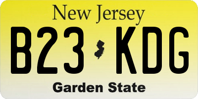 NJ license plate B23KDG
