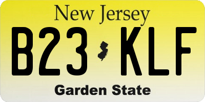 NJ license plate B23KLF