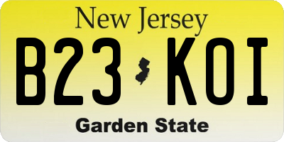 NJ license plate B23KOI