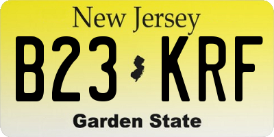 NJ license plate B23KRF