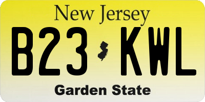 NJ license plate B23KWL