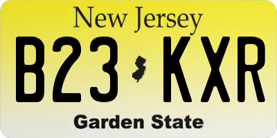 NJ license plate B23KXR
