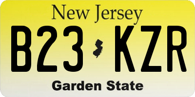 NJ license plate B23KZR
